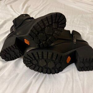 Harley-Davidson Women's Moto Boots - Black Leather Waterproof Lace Up - Size 7